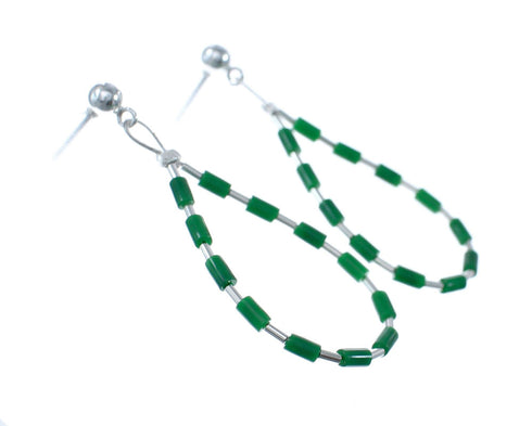Man Made Malachite Liquid Sterling Silver Post Dangle Earrings JX126766